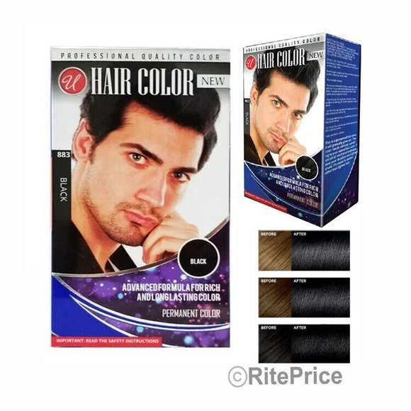 Men's Hair and Beard Black Color Dye Permanent Professional in 5 Minute (2 Pack) - Picture 5 of 7